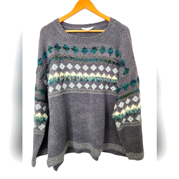 Time & Tru Gray Patterned Women's Sweater Size XL 16/18 - Picture 1 of 3